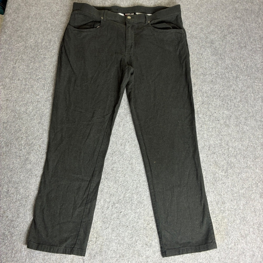 Kirkland Signature Mens 38x29 Brushed Twill Pants Charcoal Grey Straight Leg